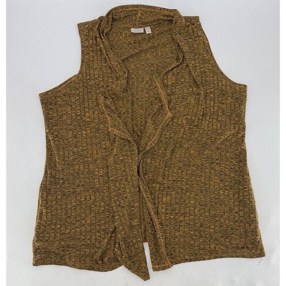 LOGO Lori Goldstein Marled Yellow Waterfall Ribbed Knit Sleeveless Vest Sz 2x - Picture 2 of 10